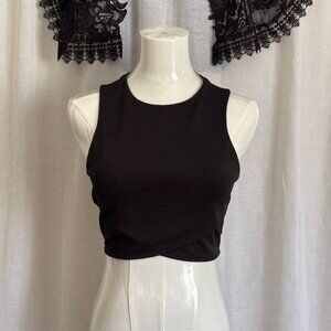 Express Elegant Black Sleeveless Crop Top – Minimalist Chic